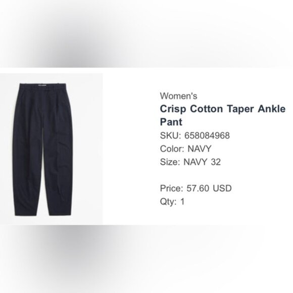 Abercrombie and Fitch Crisp Cotton Taper Ankle Pant Size 32 - Picture 4 of 4